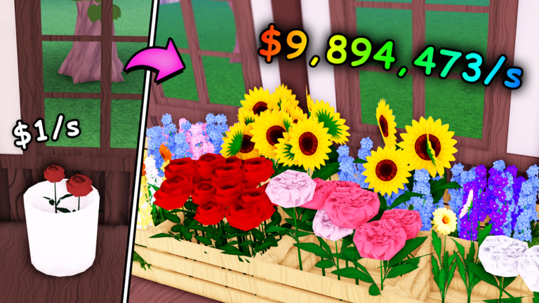 Official My Flower Shop screenshot showing a player creating a flower arrangement